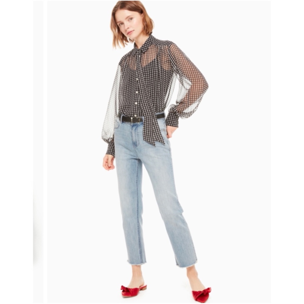 Kate Spade Houndstooth Chiffon Blouse